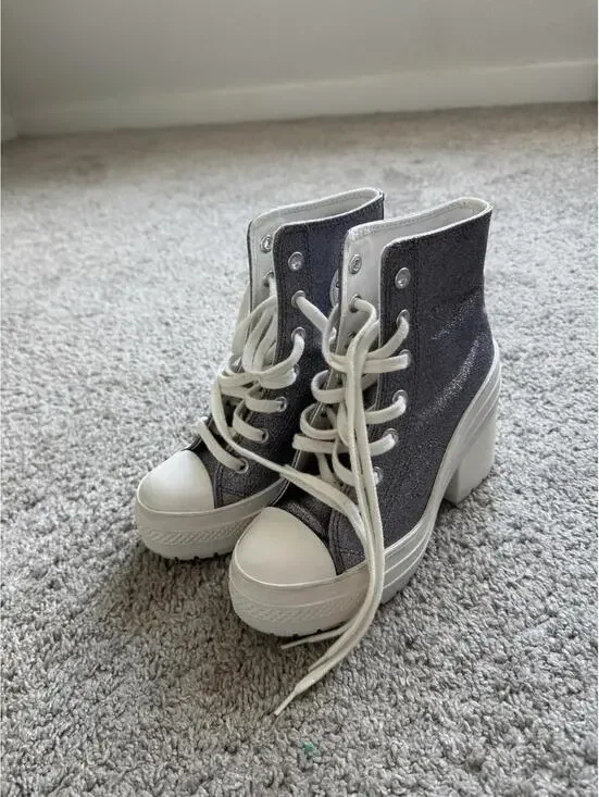 Converse Women’s 5.5 Chuck 70 De Luxe Heel Hi Top Glitter Sparkle Contemporary - Picture 4 of 9